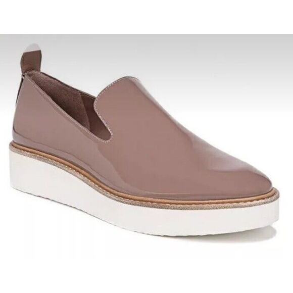 Vince 6 Sneakers Loafers Sanders Patent Leather Platform Slip On Rose - Picture 1 of 9